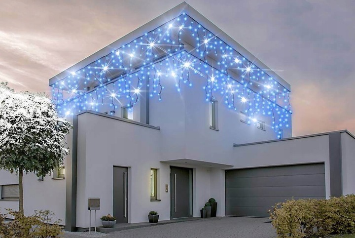 Kurtyna Świetlna LED 440 Sople Niebieskie Flash Zewnętrzna IP44 31,7 m