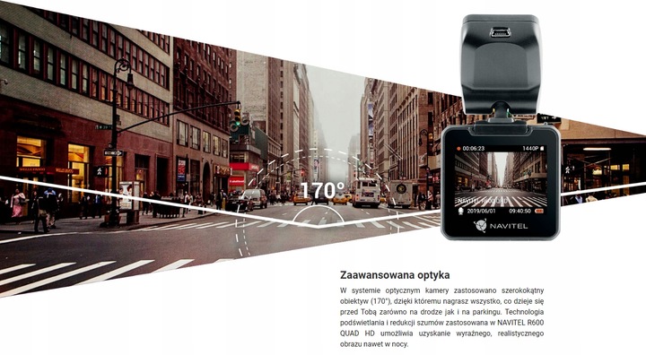 NOWY WIDEO REJESTRATOR kamera NAVITEL R600 QHD + Karta Pamięci 256 i Zapach