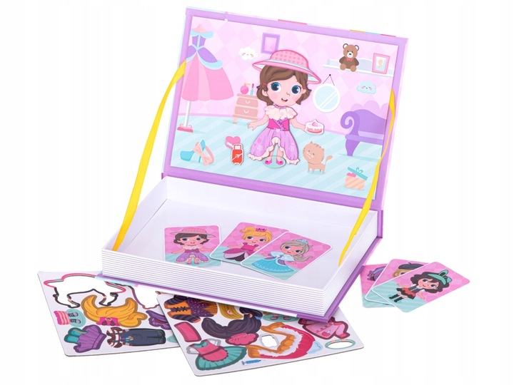 KSIĄŻECZKA MAGNETYCZNA UKŁADANKA PUZZLE NA MAGNES UBIERZ LALKĘ 51 elementów