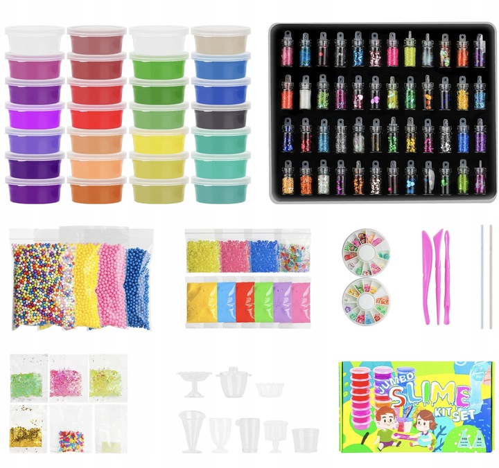 SLIME WIELKI ZESTAW DO ROBIENIA GLUTÓW 154w1 IDEALNY PRZENT DLA DZIECI XXL