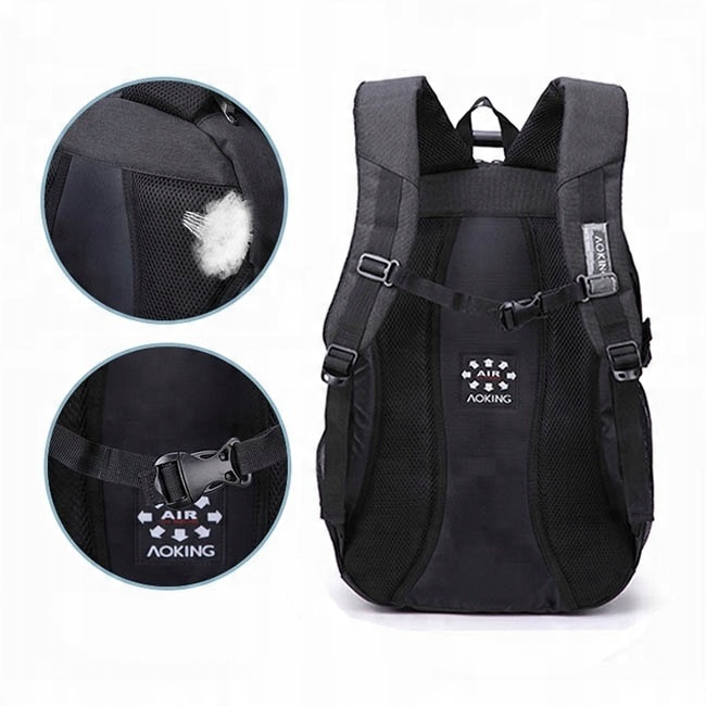 Plecak miejski turystyczny czarny usztywniany tył Aoking 32L z linką