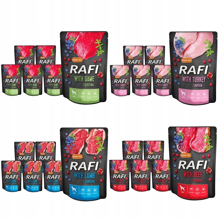 Karma mokra dla psa Dolina Noteci RAFI PREMIUM saszetki mix smaków 40x300g