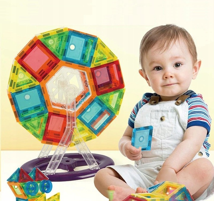 Klocki Magnetyczne Duże Konstrukcyjne 3D Magnetic Tiles Zestaw 106 element.