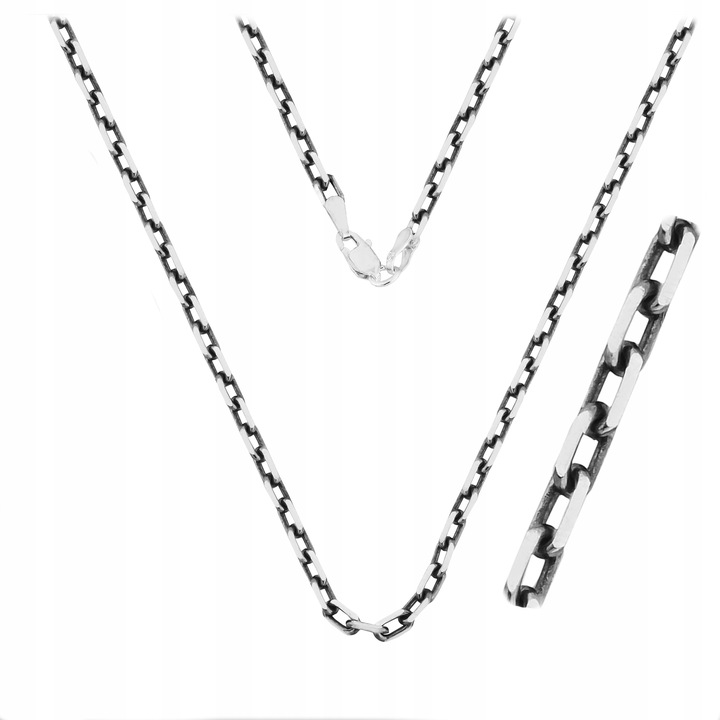 Łańcuszek srebro pr. 925 Oksydowany Splot Ankier do Wisiorków| 50 cm x 3 mm