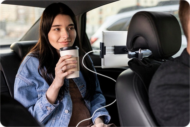 REGULOWANY UCHWYT SAMOCHODOWY HOLDER TRZYMAK NA TABLET TELEFON NA ZAGŁÓWEK