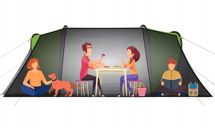 Namiot 4 Osobowy 2 sypialnie Przedsionek Tropik 3000mm Turystyczny