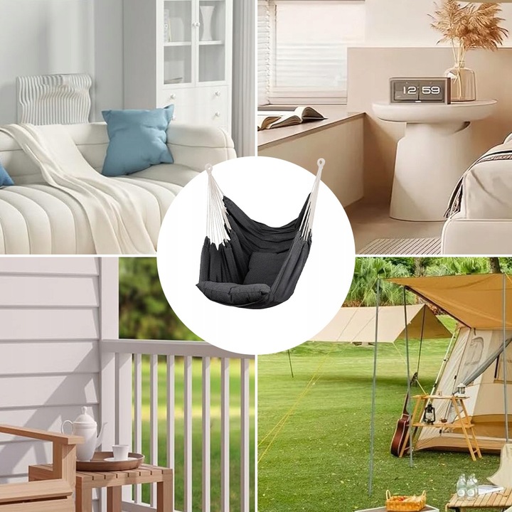 NOWOCZESNY HAMAK FOTEL OGRODOWY WISZĄCY KRZESŁO HUŚTAWKA