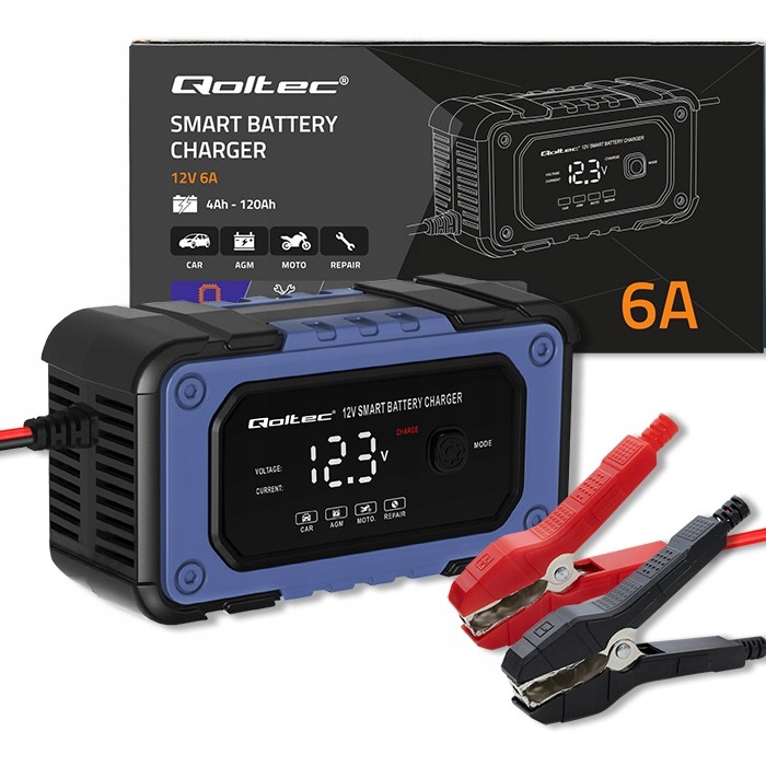 Prostownik ładowarka mikroprocesowa do akumulatora z funkcją naprawy 12V 6A