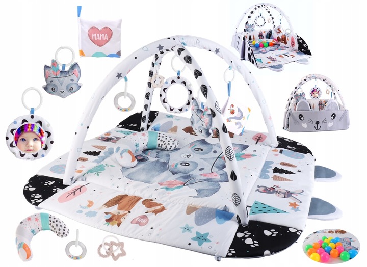 Duża Mata Edukacyjna Miękka Interaktywna 4w1 Książeczka Poduszka Piłki