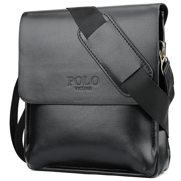 TORBA MĘSKA SKÓRZANA LISTONOSZKA NA RAMIĘ Z KIESZENIĄ Z KLAPĄ CZARNA