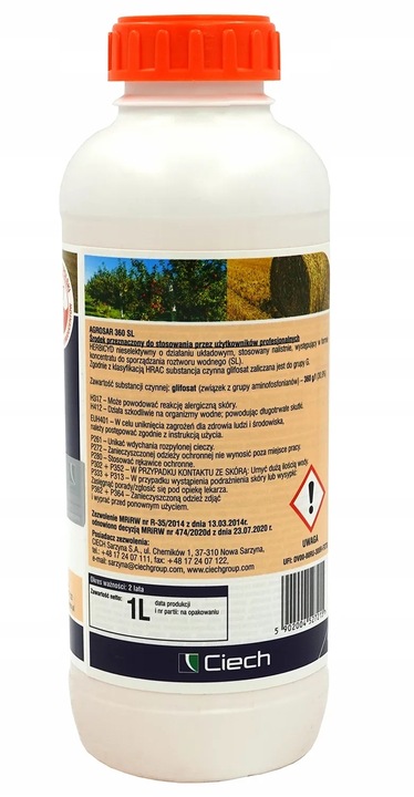 AGROSAR 360SL ŚRODEK CHWASTOBÓJCZY NA CHWASTY perz wiechliny mlecz 1l Ciech