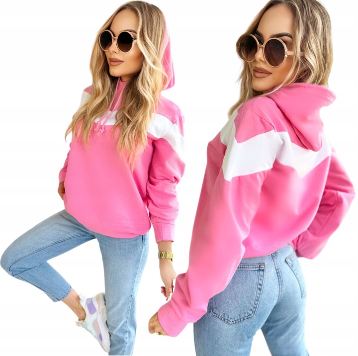 AWANTI kobieca dresowa BLUZA DAMSKA color block kangurka kaptur