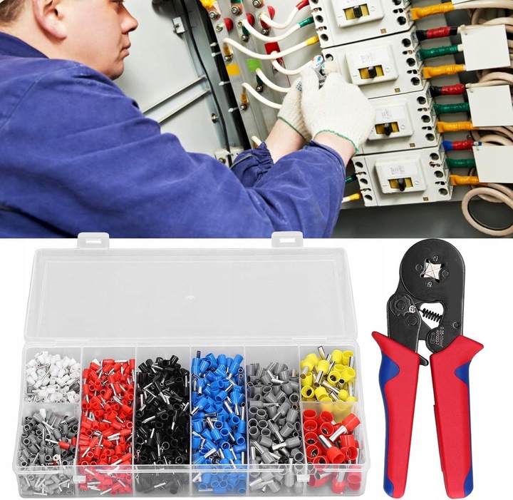 Zaciskarka Ręczna Do Tulejek Zaciskowych Konektorów Kabli Praska + 1200szt