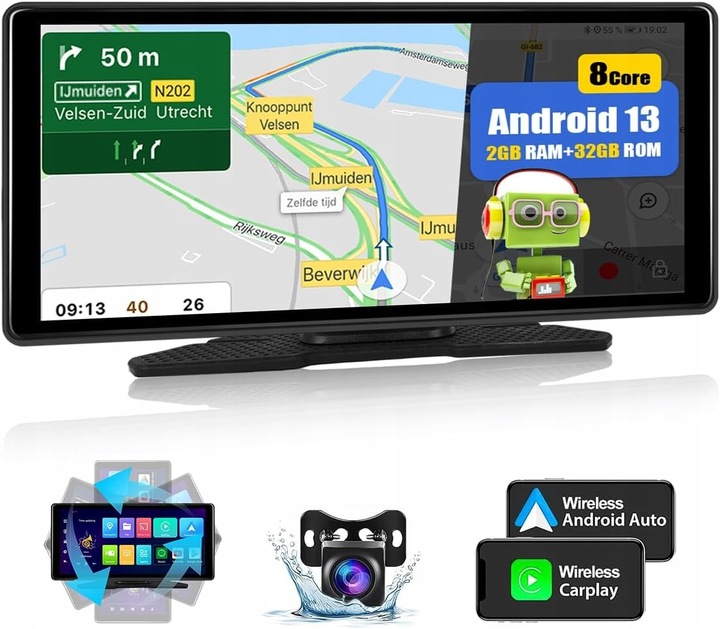 CAMECHO Android 13 Carplay 8 rdzeni 2G+32G ekran WiFi FM AUX kamera cofania