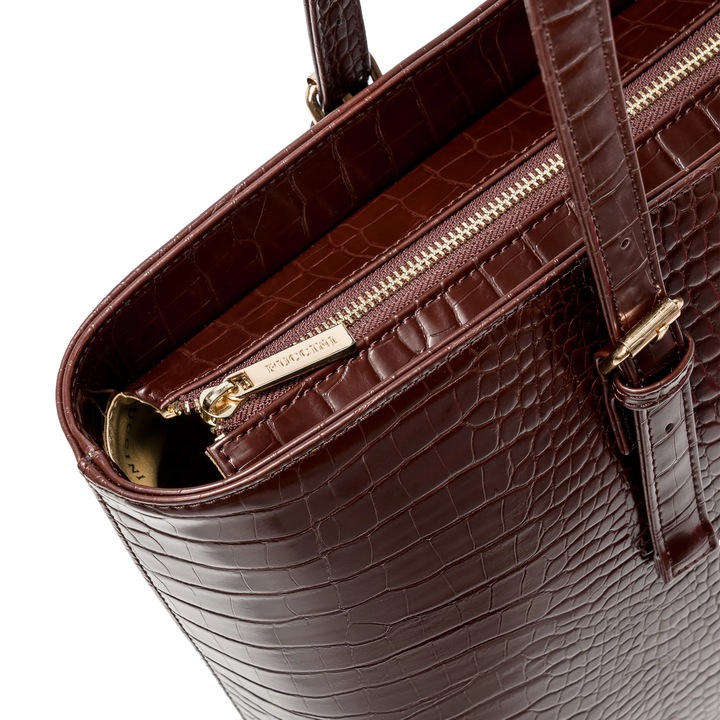 Torebka Damska Shopper Na Ramię PUCCINI Duża Mieści A4 Brązowa BML054D-2