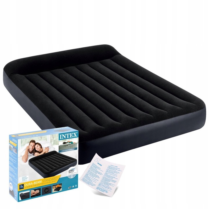 Materac Dmuchany Dwuosobowy Welurowy Łóżko Intex 64143 z Pompką MODEL 2024