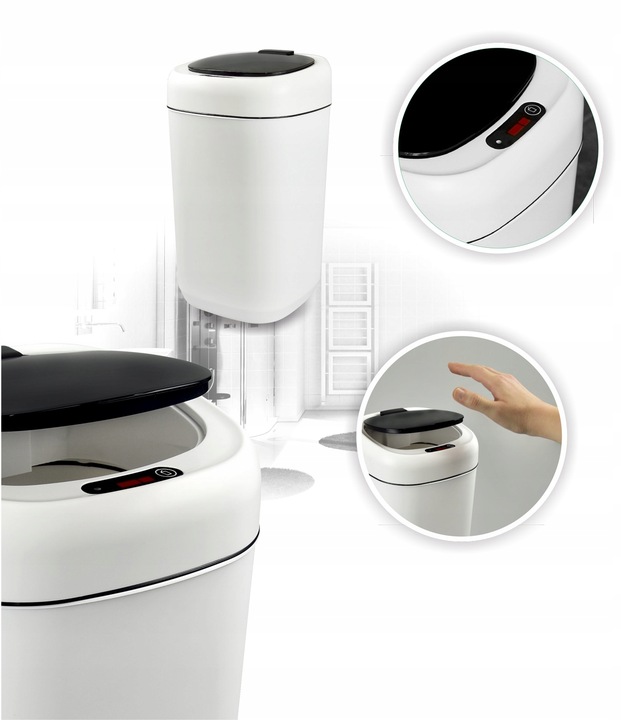 Łazienkowy kosz na śmieci czujnik ruchu bezdotyk