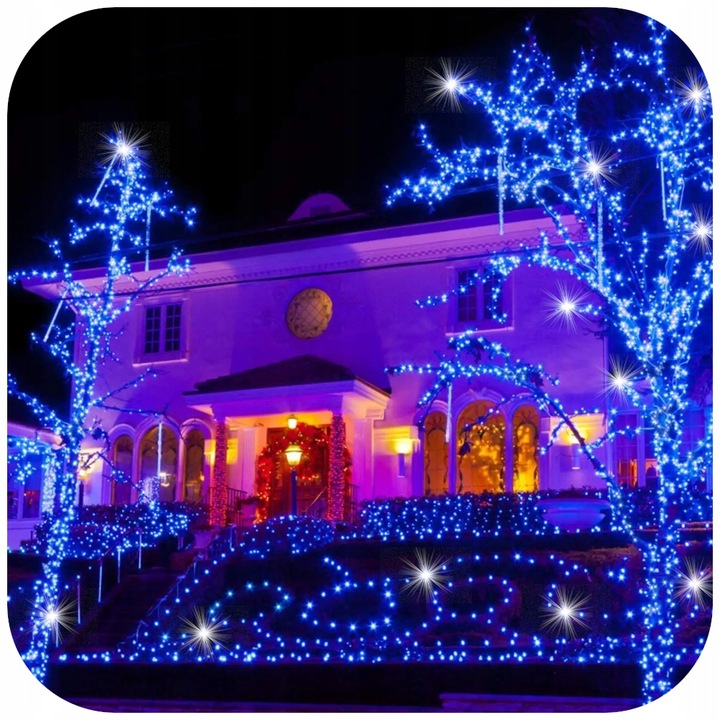 LAMPKI CHOINKOWE NIEBIESKIE 300 LED FLASH WEW/ZEW 22M ŚWIĄTECZNE NA CHOINKĘ