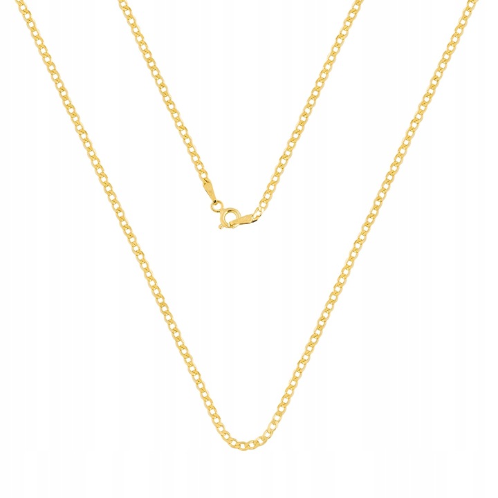 Klasyczny Pozłacany Srebrny Łańcuszek Pancerka Pr. 925 Naszyjnik 60cm x 2mm