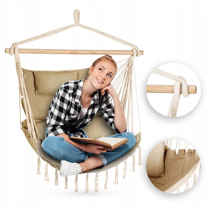 FOTEL WISZĄCY KRZESŁO BRAZYLIJSKIE HUŚTAWKA HAMAK BOHO SOIS XXL OUTTEC