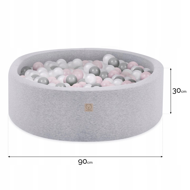 Suchy Basen z Kulkami 90x30 dla Dzieci Szary Smart 200 piłek MISIOO
