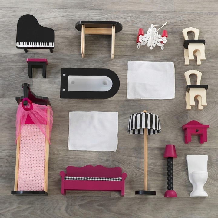 KidKraft - Drewniany domek dla lalek Amelia z mebelkami | 83 x 41 x 121 cm