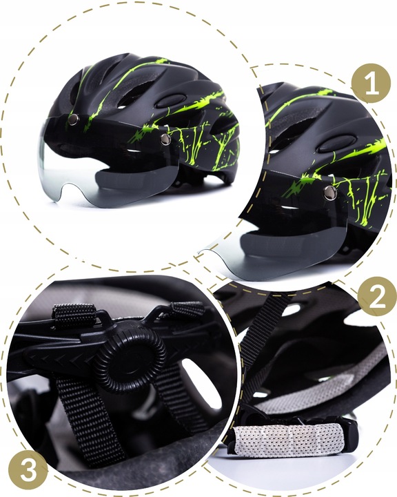 KASK ROWEROWY Z OKULARAMI LEKKI REGULOWANY ERCOLE