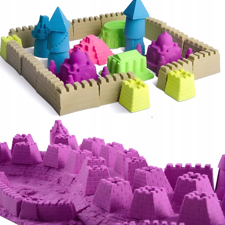 PIASEK KINETYCZNY ZESTAW 3 kg piaskownica basen foremki magiczny kolorowy