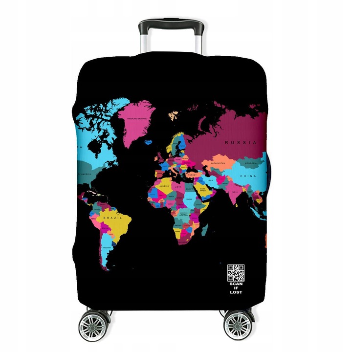 Pokrowiec na Walizkę Ochronny Etui Rozmiar L Nadruk Fullprint W3 Mapa