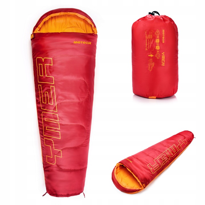 ŚPIWÓR DLA DZIECI Z POKROWCEM METEOR mumia YMER (130+30)x60/40 kompaktowy