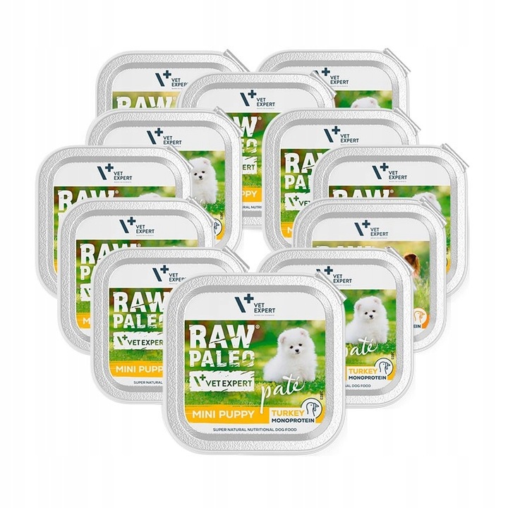 Mokra karma dla szczeniąt małych ras indyk Raw Paleo Pate 12 x 150 g