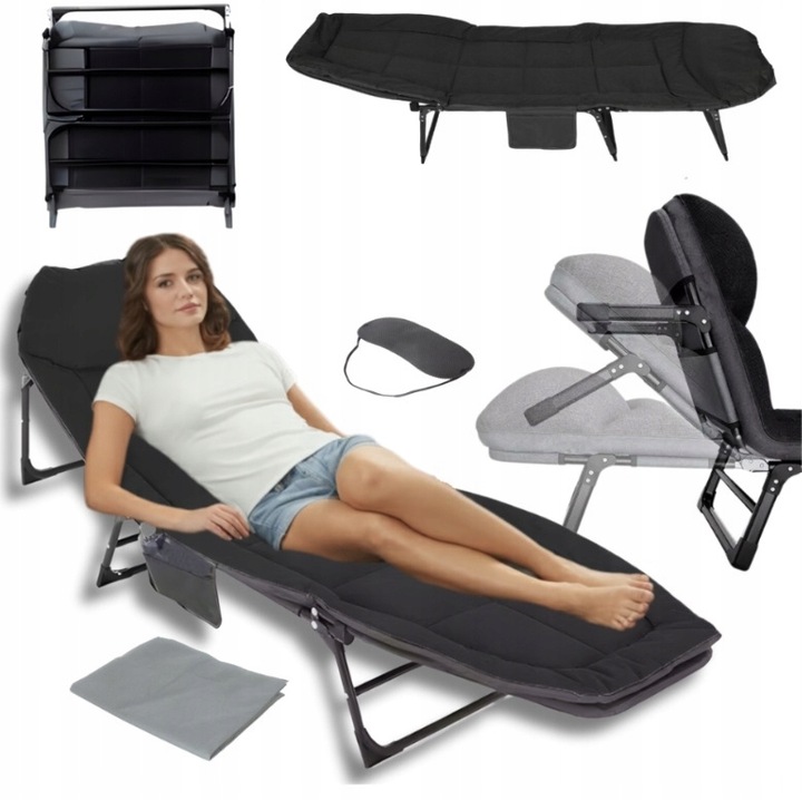 Łóżko Turystyczne Składane Polowe Leżak Kanadyjka Leżanka Stabilne Materac