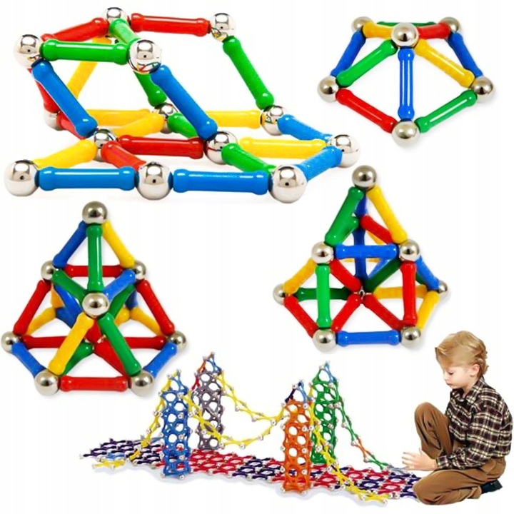 KLOCKI MAGNETYCZNE KONSTRUKCYJNE EDUKACYJNE KULKI ZESTAW 250 SZT DLA DZIECI