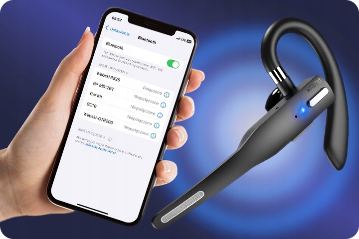 SŁUCHAWKA BLUETOOTH 5.1 DO ROZMÓW KIEROWCY POWERBANK ETUI ŁADUJĄCE MULTI