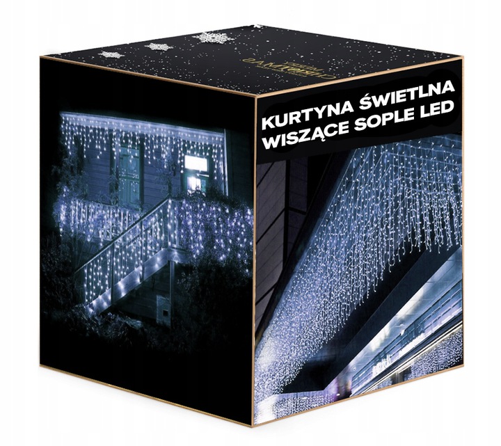 LAMPKI CHOINKOWE SOPLE 100 LED KURTYNA BIAŁE ZIMNE 5M FLASH