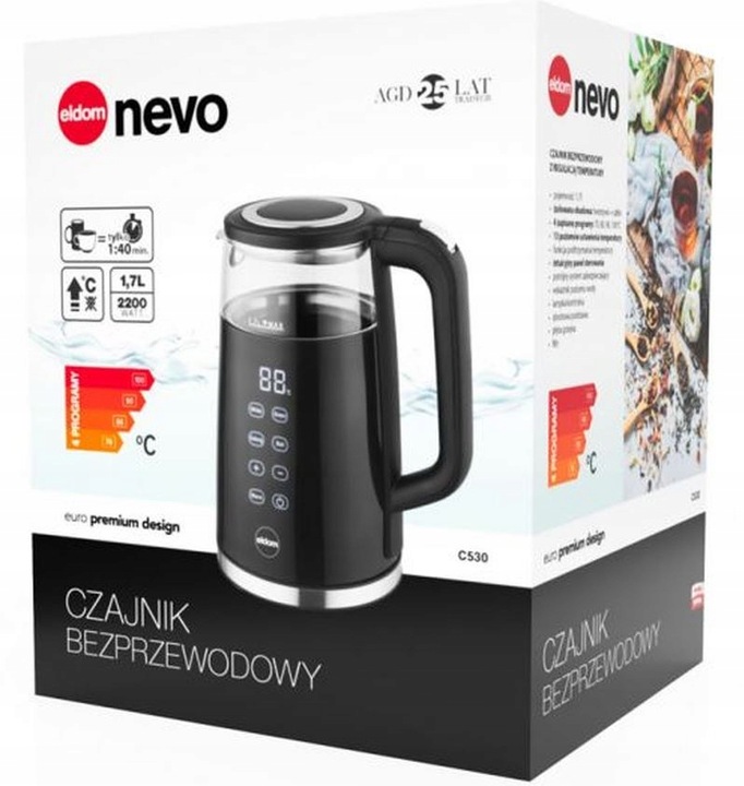 Czajnik elektryczny REGULACJA TEMPERATURY 1,7L DOTYKOWY PANEL