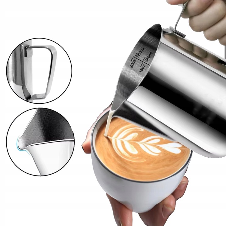 MLECZNIK stalowy kubek 350 ml DZBANEK do SPIENIANIA MLEKA STAL NIERDZEWNA