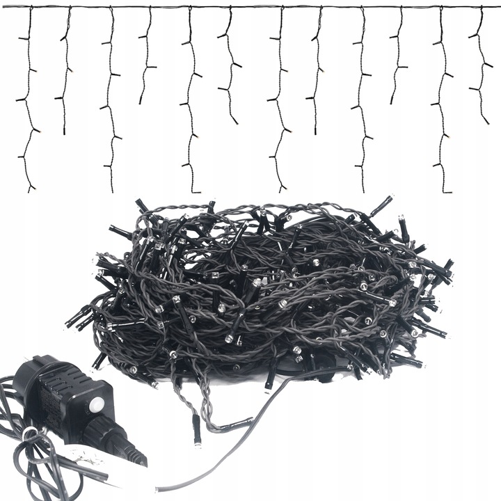 SOPLE 500 LED KURTYNA 25m LAMPKI ZEWNĘTRZNE CIEPŁE BIAŁE STAŁE + TIMER