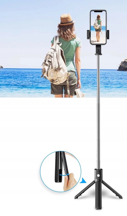 KIJEK DO SELFIE STICK TRIPOD 360 STATYW PILOT LUSTERKO BLUETOOTH BATERIA
