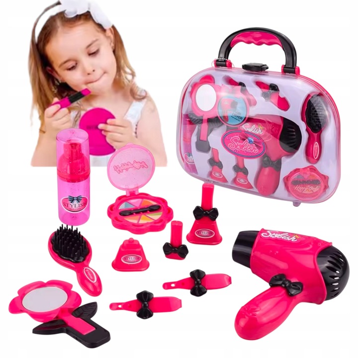 ZESTAW FRYZJERSKI W WALIZCE SALON PIĘKNOŚCI DLA DZIECI SUSZARKA AKCESORIA