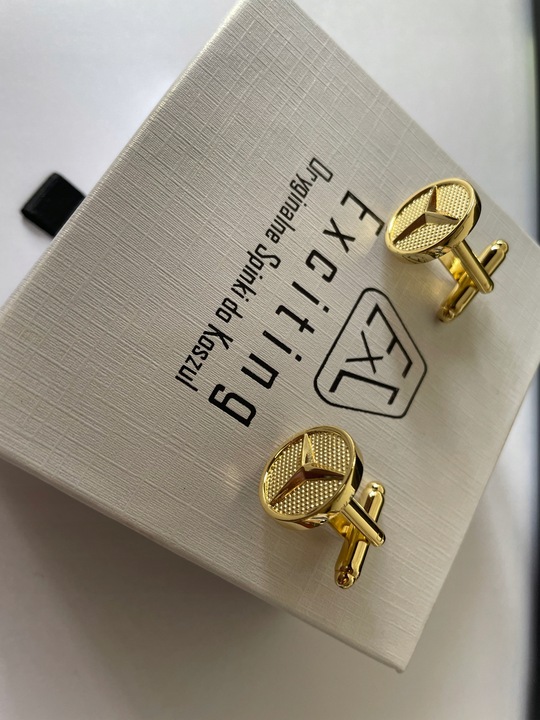 Spinki do mankietów koszuli EXC pozłacane Gwiazda Merc Mercedes Benz AMG SL