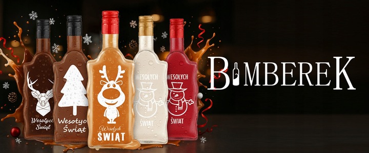 10x Butelki Szklane FALA 500ml z NADRUKIEM ŚWIĄTECZNYM na Prezent Nalewki