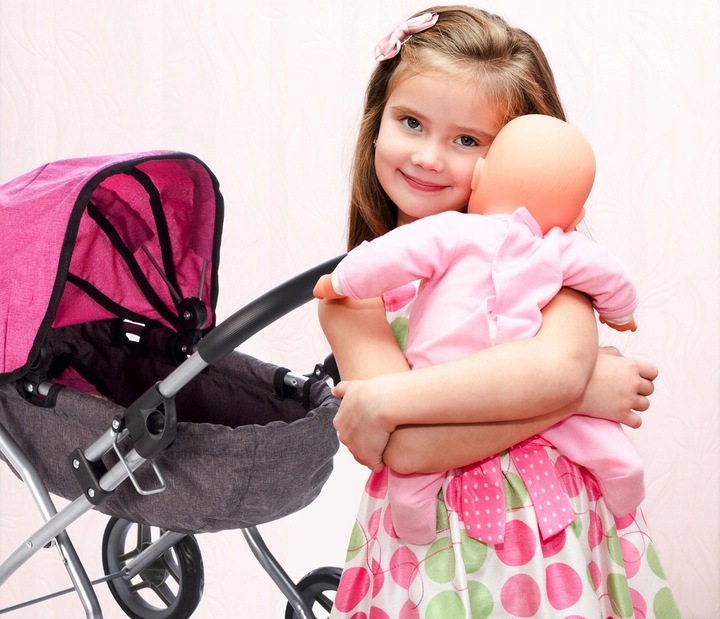 WÓZEK GŁĘBOKI DLA LALEK GONDOLA SKŁADANY I LEKKI PREZENT DLA DZIEWCZYNKI