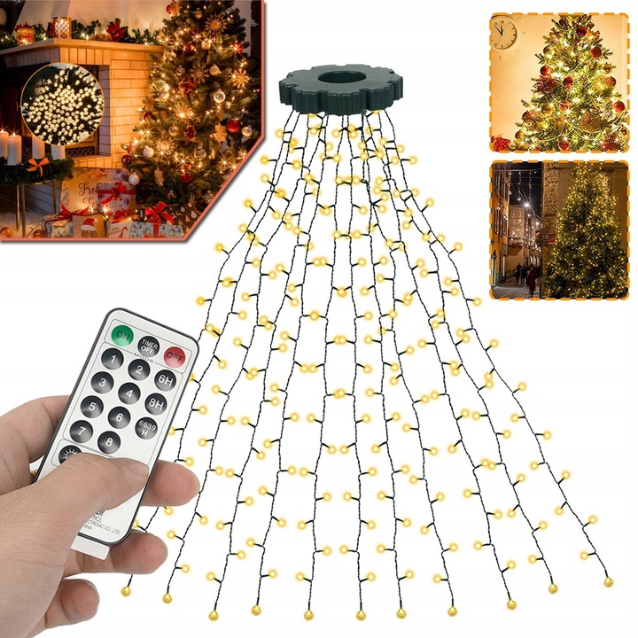 OŚWIETLENIE CHOINKOWE Z PIERŚCIENIEM, 2M, 400 DIOD LED, LAMPKI CHOINKOWE