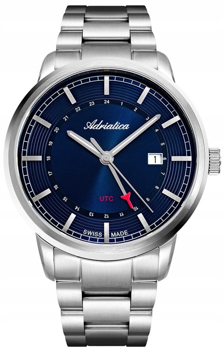 SZWAJCARSKI ZEGAREK MĘSKI ADRIATICA A8307.5115Q CLASSIC GMT DATA SZAFIR BOX
