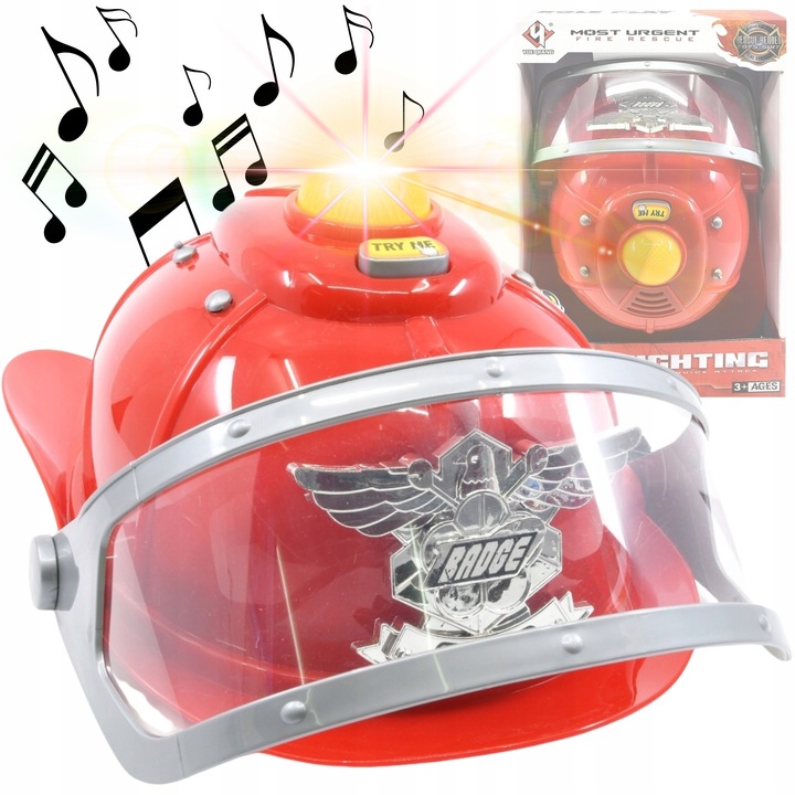 KASK STRAŻACKI Interaktywny + PISTOLET na WODĘ ze zbiornikiem MAŁY STRAŻAK