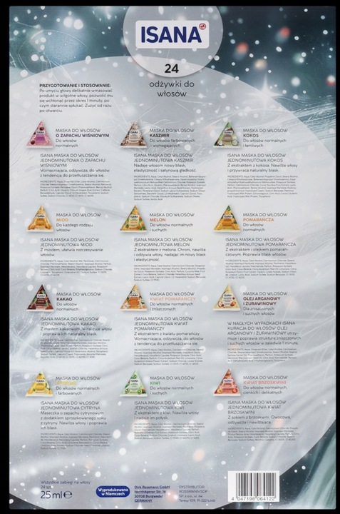 ISANA Kalendarz adwentowy z odżywkami do włosów, 24 elementy