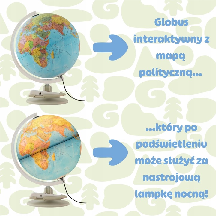 Globus ARTGLOB interaktywny podświetlany 8 JĘZYKÓW w tym POLSKI PARLAMONDO