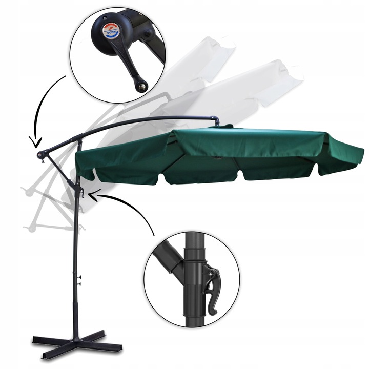 Parasol Ogrodowy Duży Składany 8 segmentów Ø 350cm