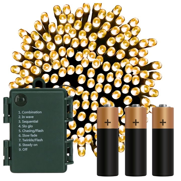 Lampki choinkowe NA BATERIE 140 LED 11m CIEPŁE oświetlenie świąteczne PRO
